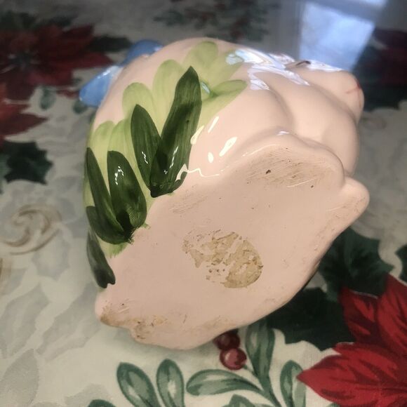 Easter Spring Bunny Rabbit White Ceramic Container Decorative Basket - Picture 4 of 4